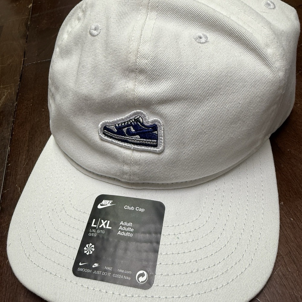 Nike Unstructured Dunk Low Patch Hat Shoe Adjustable Club Cap Sz L/XL FN4404-100